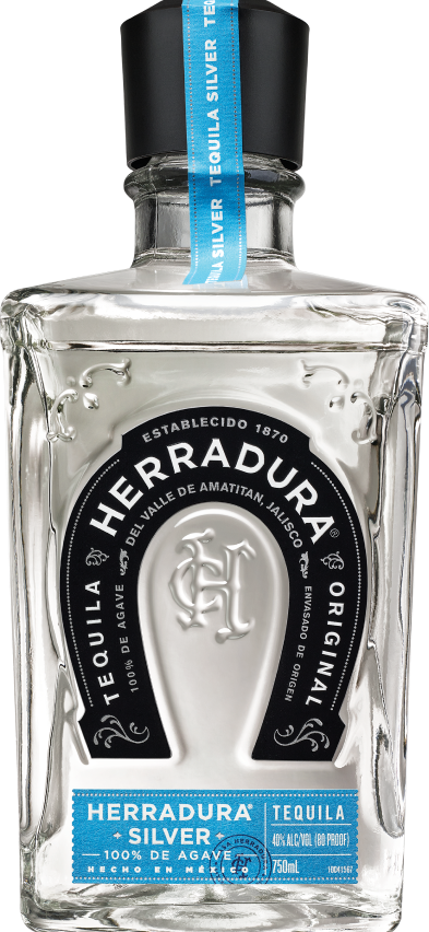 Cropped bottle of Herradura Silver Tequila